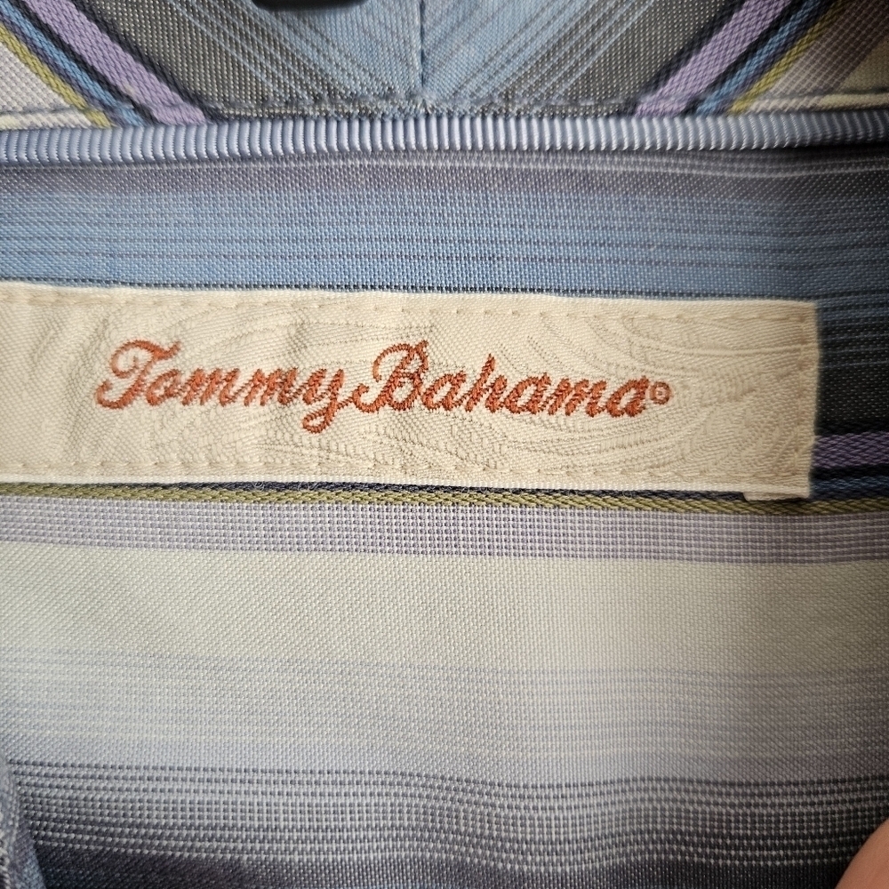 Tommy Bahama Mens Striped Long Sleeve Casual Shirt Blue Purple Tan XL‎ - Picture 8 of 10